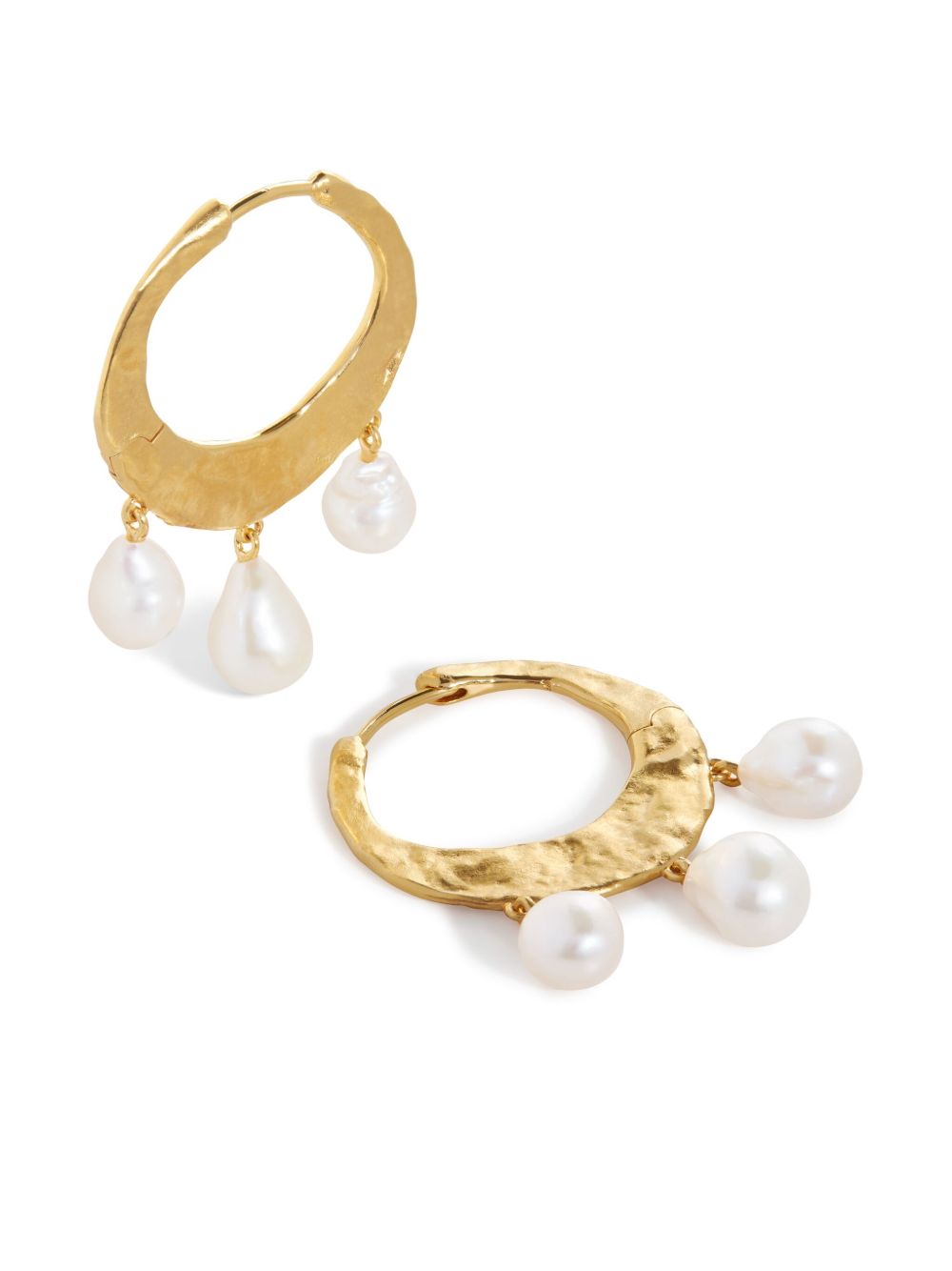 Monica Vinader Capri Baroque Pearl 中号圈形耳环 - 金色