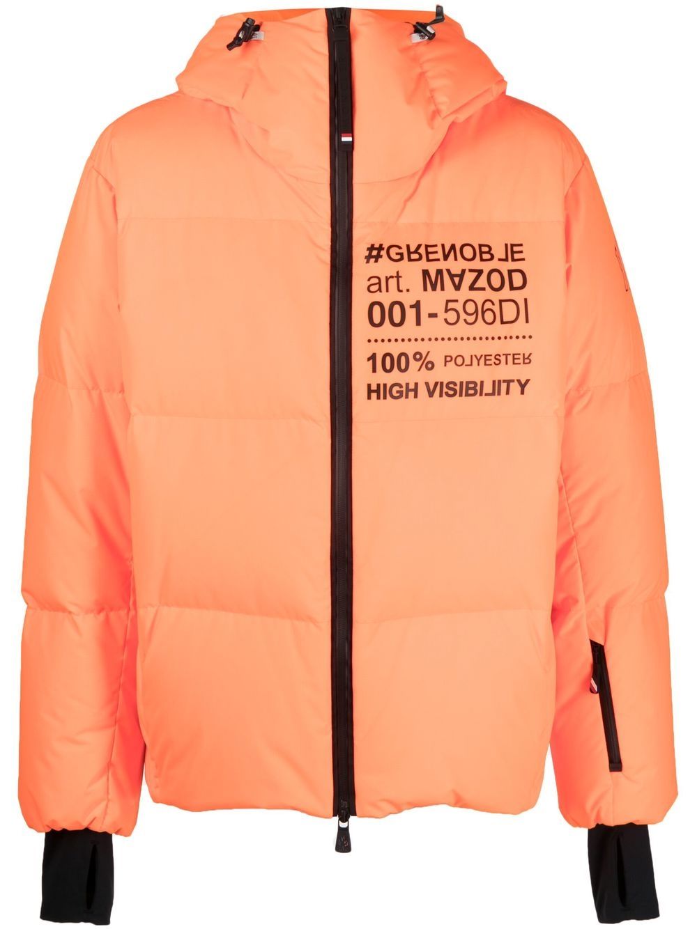 Moncler Grenoble logo印花蓬松夹克 - 橘色