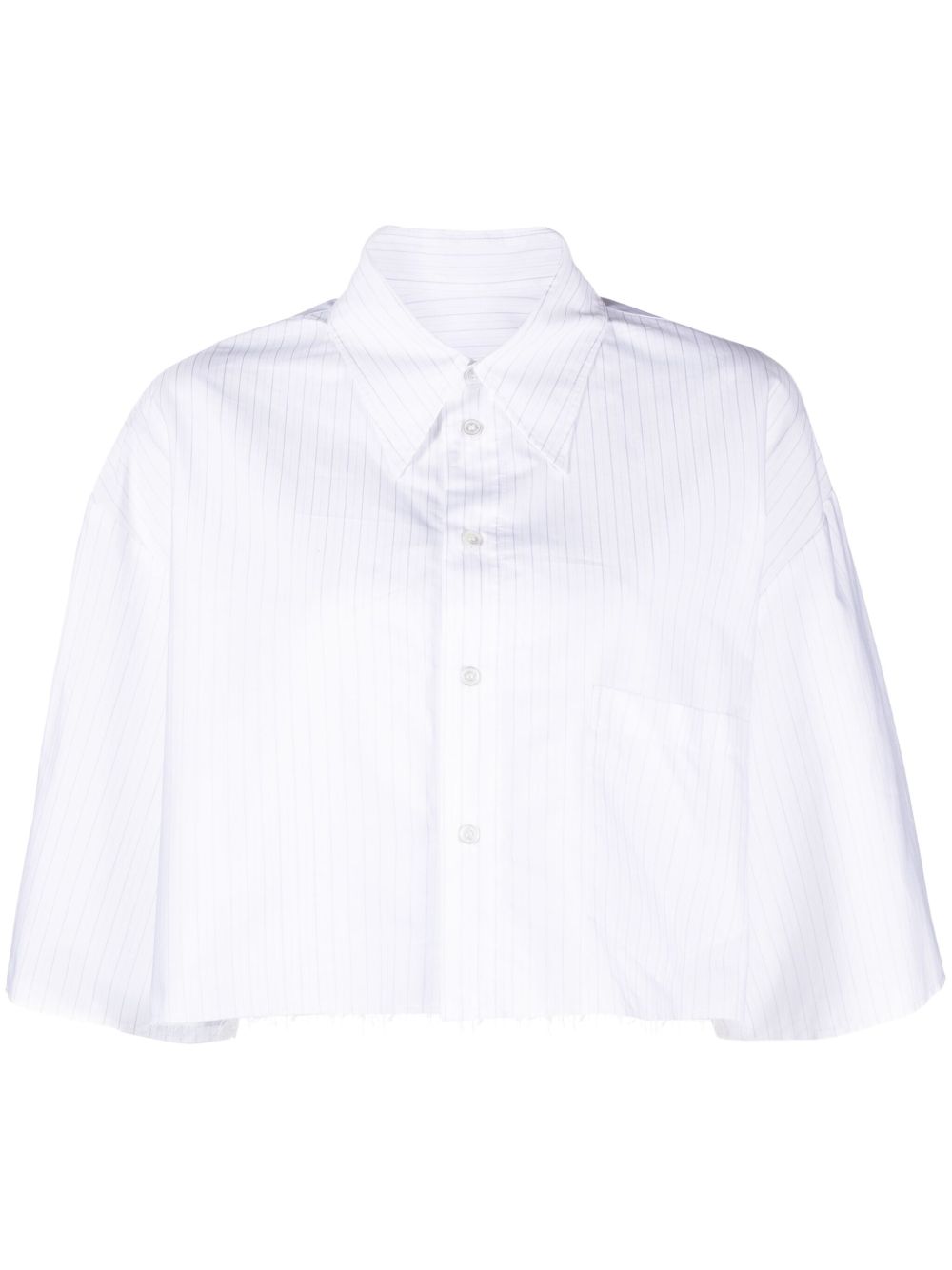 MM6 Maison Margiela 细条纹府绸短款衬衫 - 白色