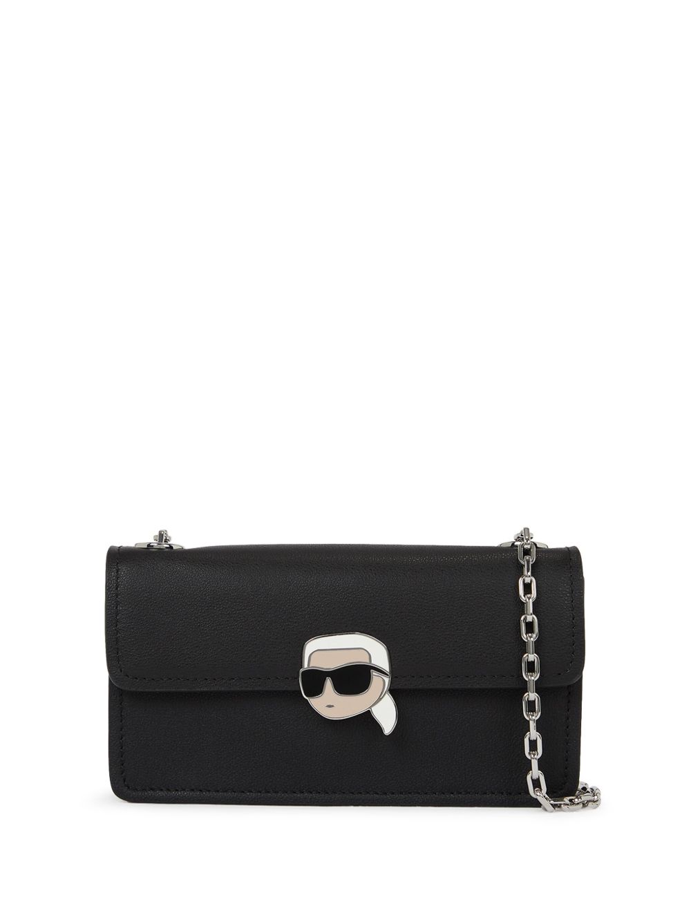 Karl Lagerfeld Ikon 皮质单肩包 - 黑色