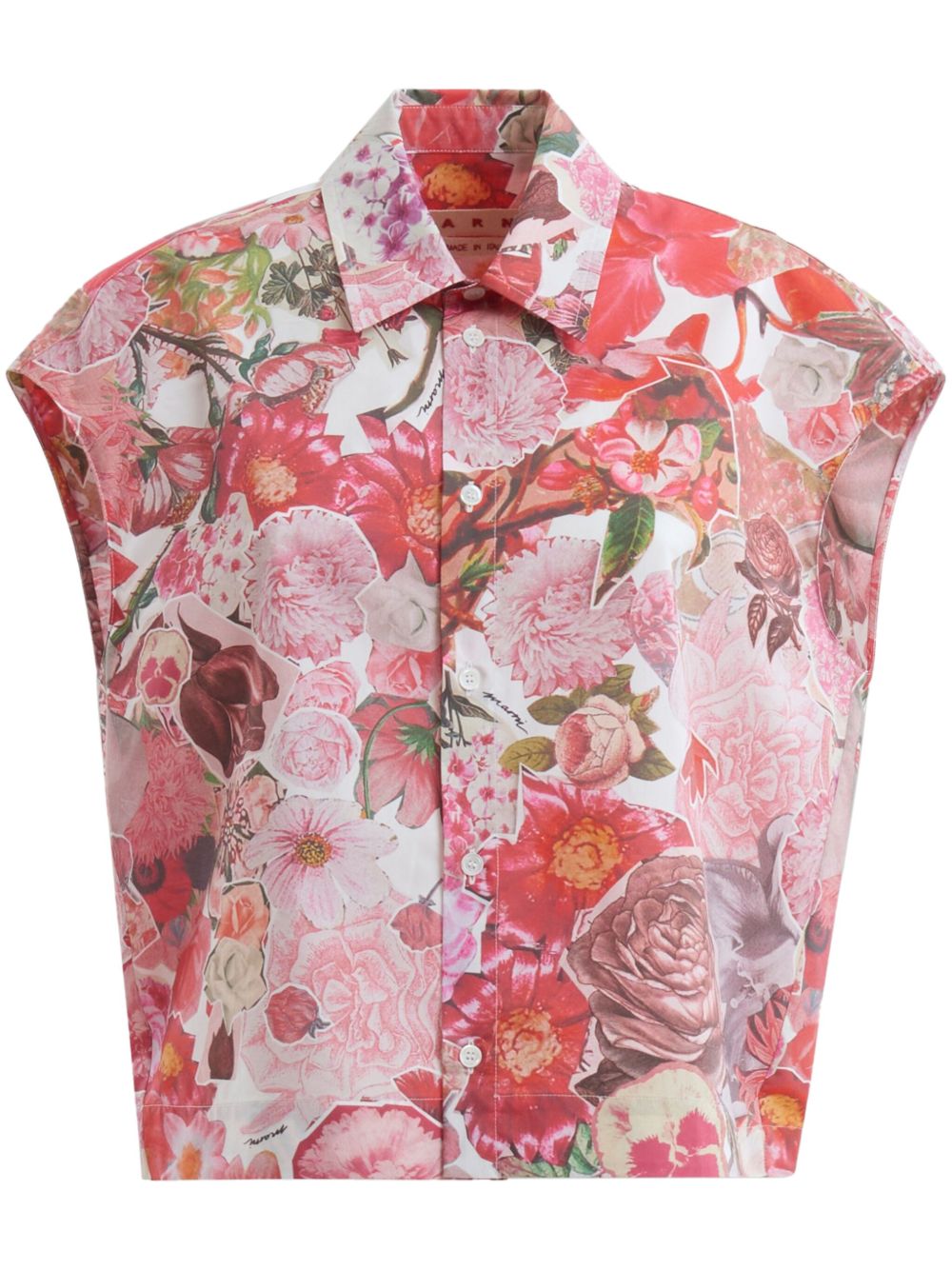 Marni 花卉印花盖袖衬衫 - 粉色