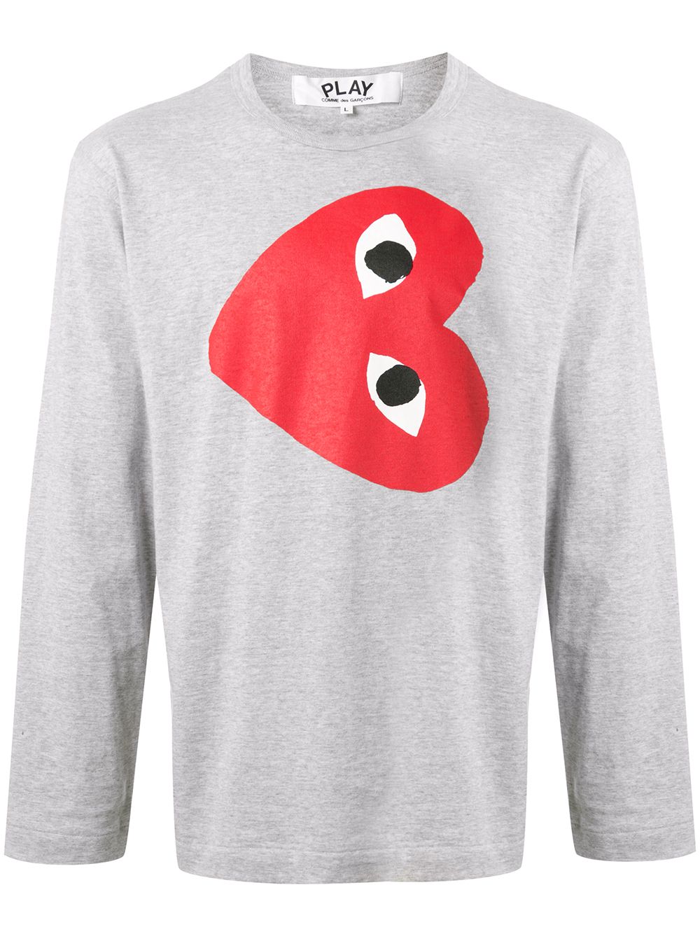 Comme Des Garçons Play 斜向心形印花T恤 - 灰色