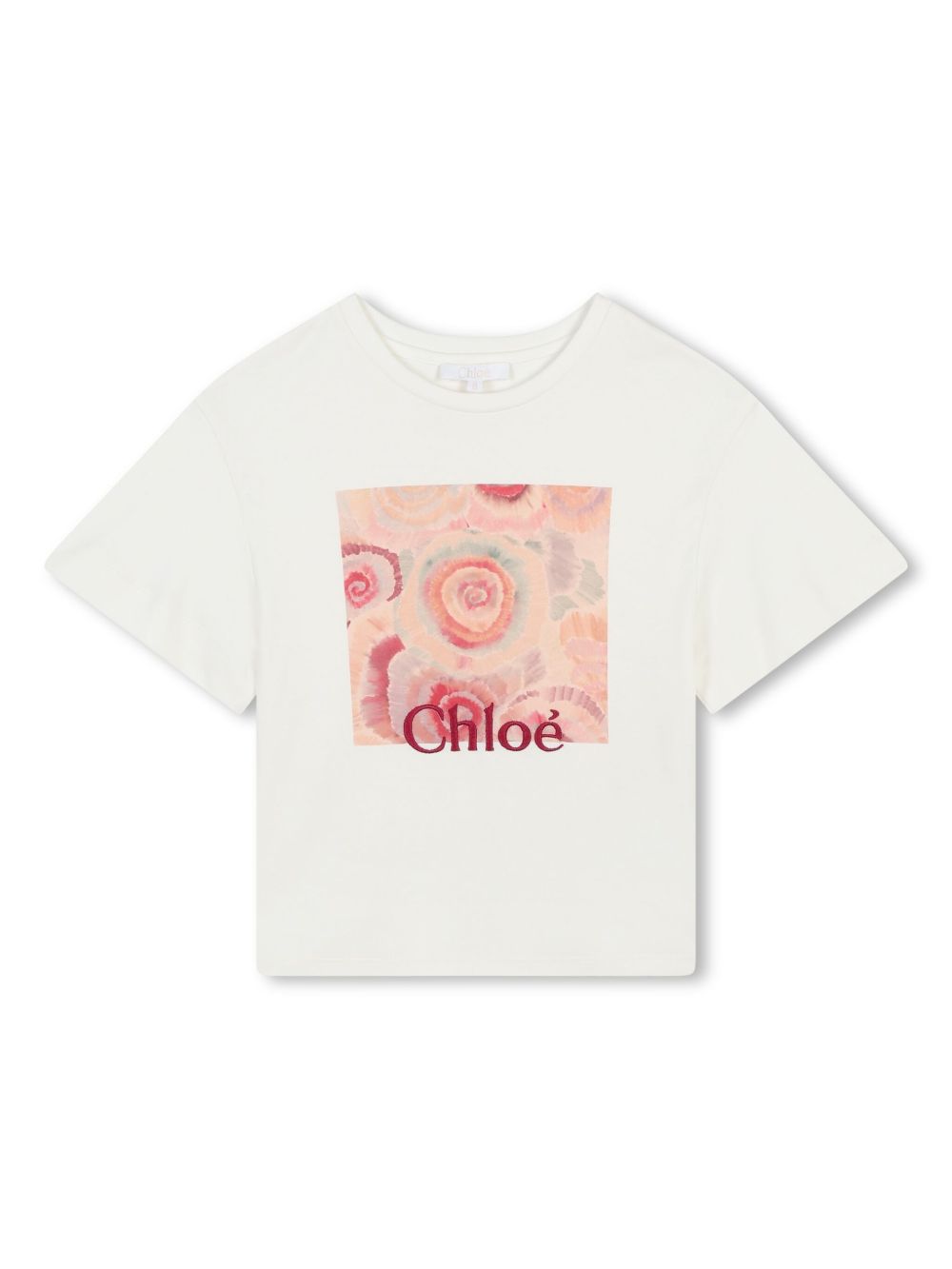 Chloé Kids logo印花棉T恤 - 白色