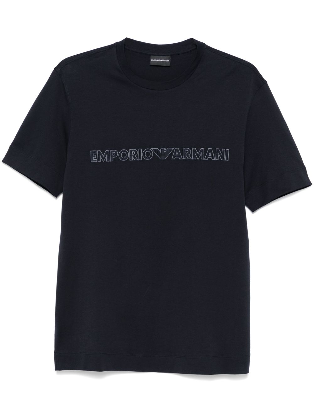 Emporio Armani logo刺绣T恤 - 蓝色