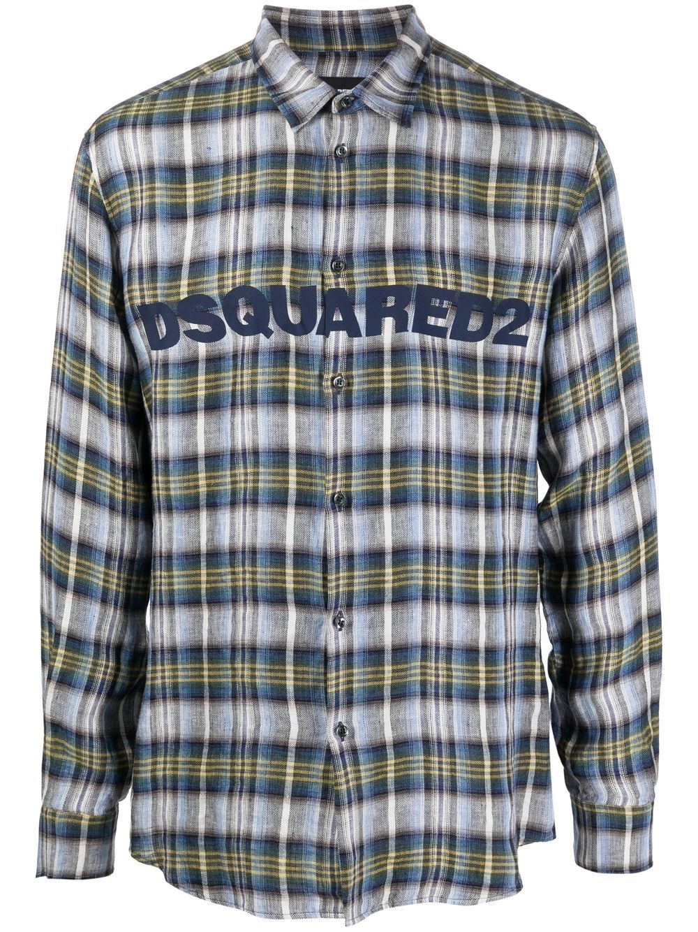 DSQUARED2 格纹logo衬衫 - 蓝色