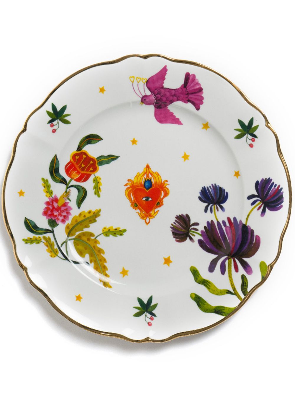 Bitossi Home 花卉印花陶瓷圆形托盘（32.5厘米） - 白色