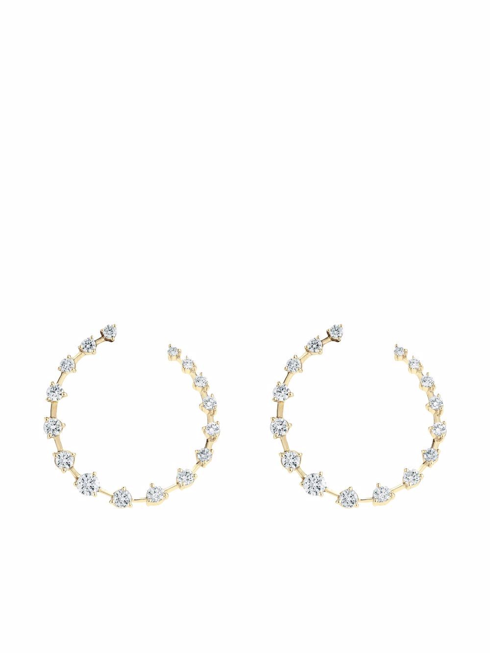 Jade Trau 18K黄金钻石弯月形耳环 - 金色