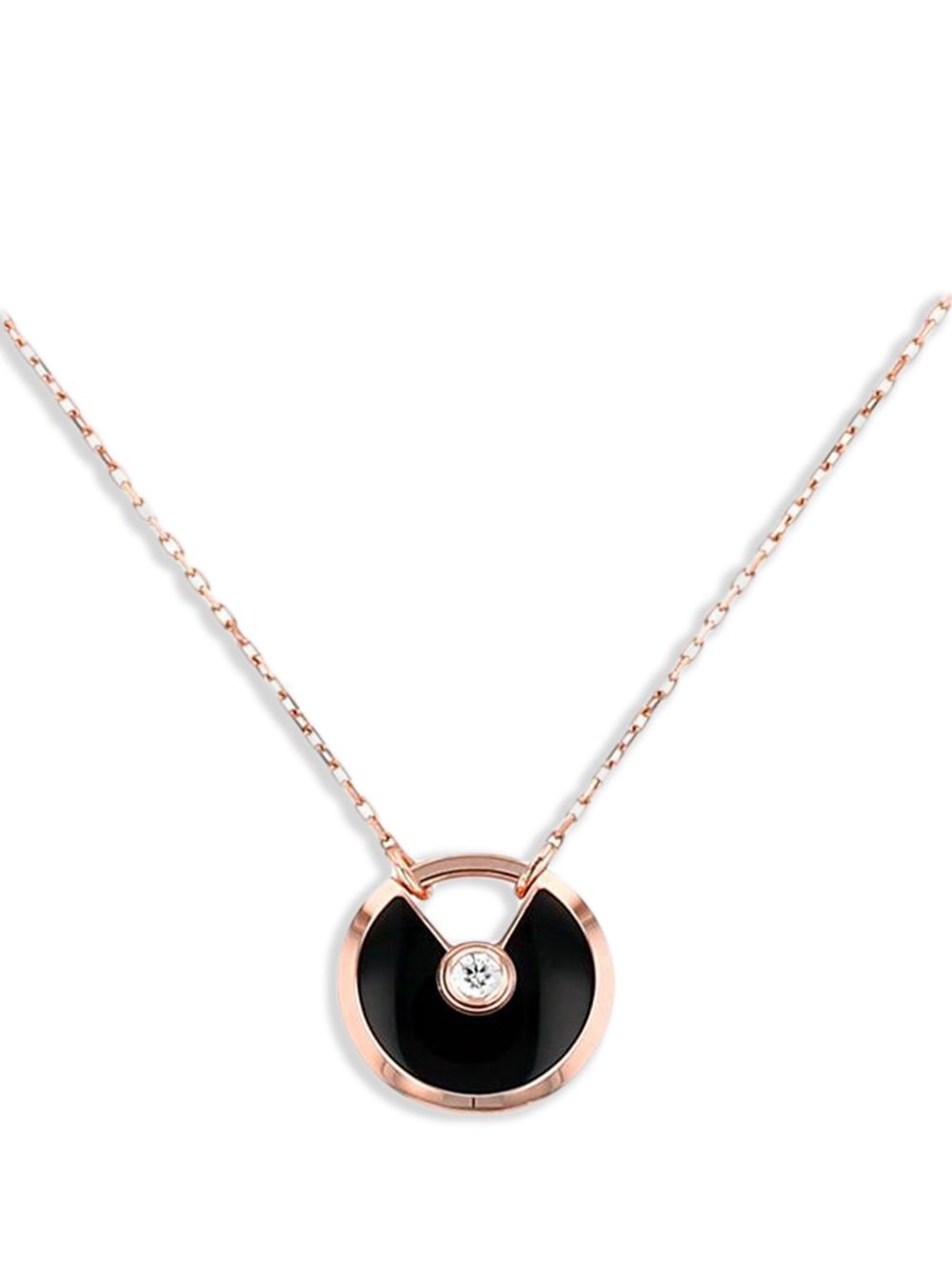 Cartier 18K玫瑰金 Amulette 缟玛瑙钻石项链（典藏款） - 黑色