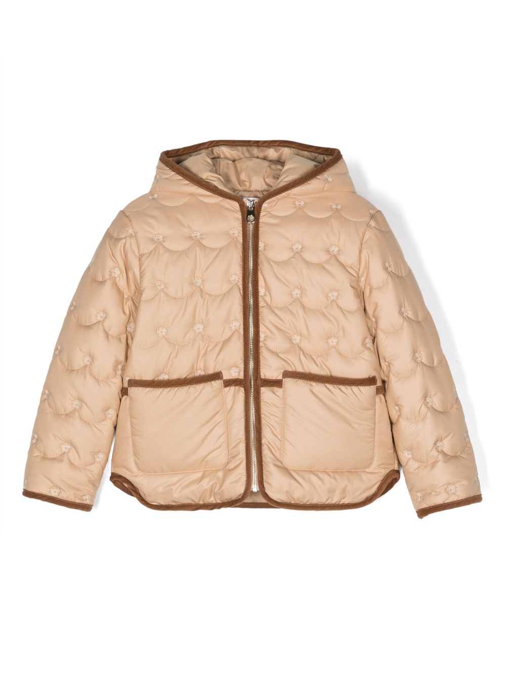 Chloé Kids 连帽绗缝夹克 - 中性色