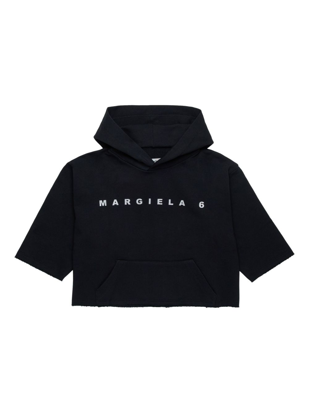 MM6 Maison Margiela Kids logo印花棉连帽衫 - 黑色