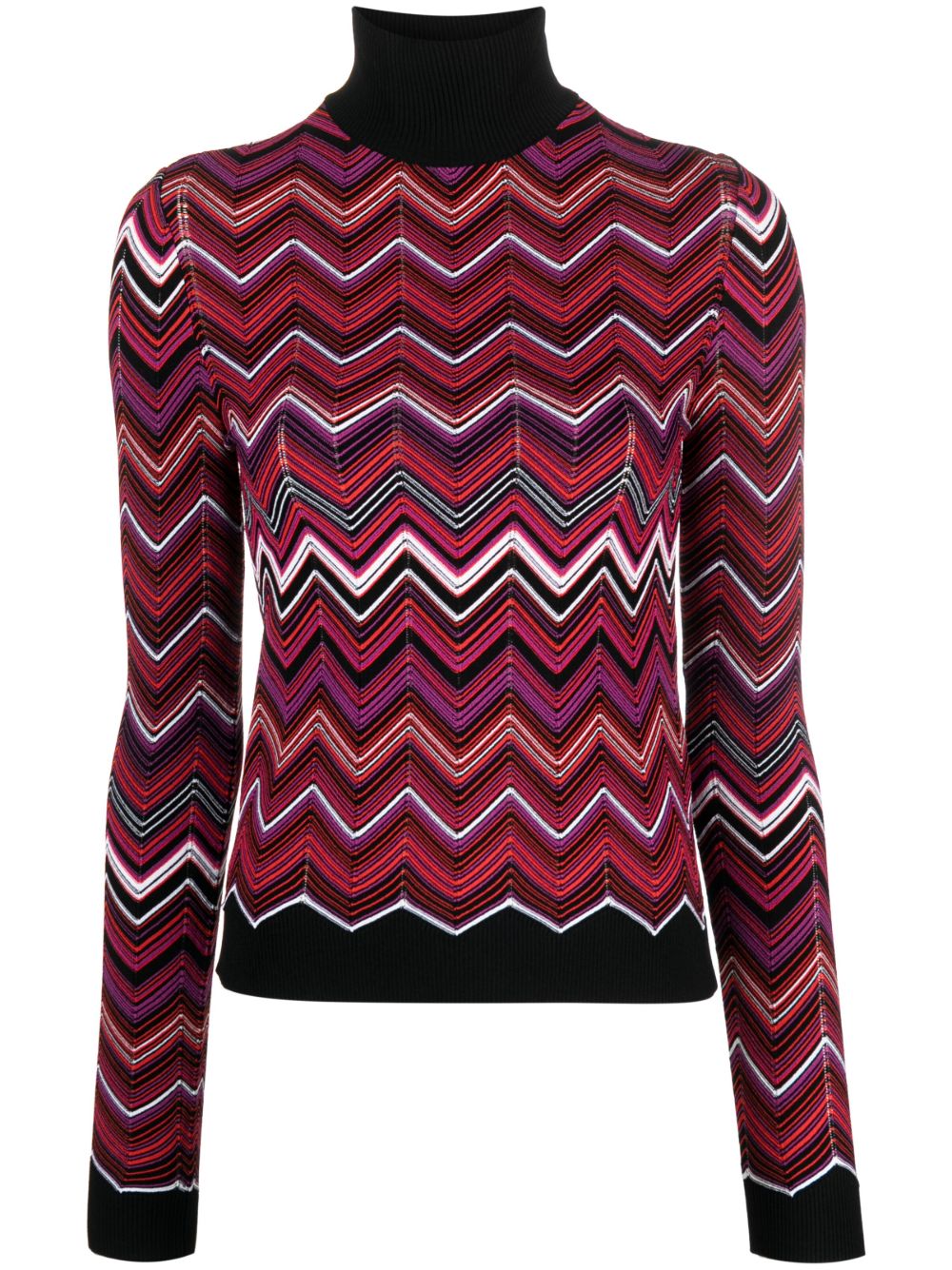 Missoni Z字形图案钩编针织毛衣 - 红色