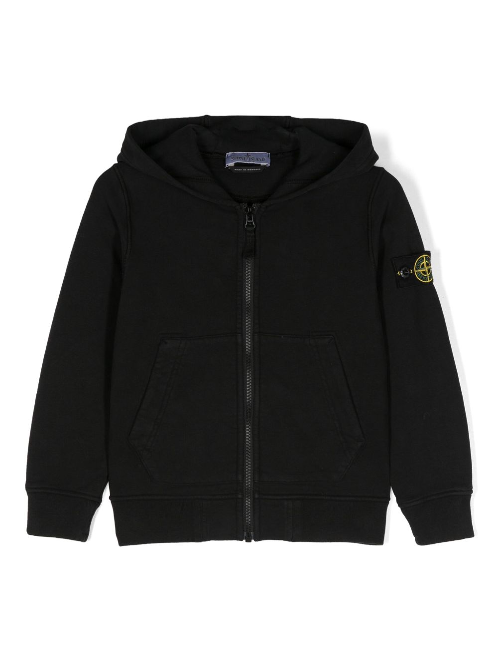 Stone Island Junior 罗盘徽章棉连帽衫 - 黑色