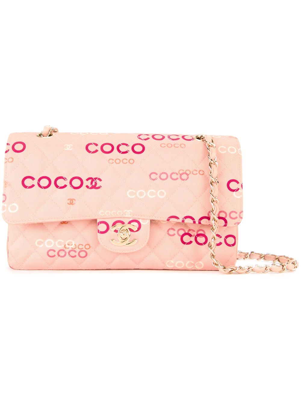 CHANEL Pre-Owned 古着印花logo单肩包 - 粉色