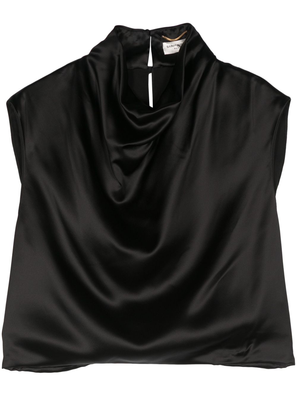 Saint Laurent 缎面垂坠短款上衣 - 黑色