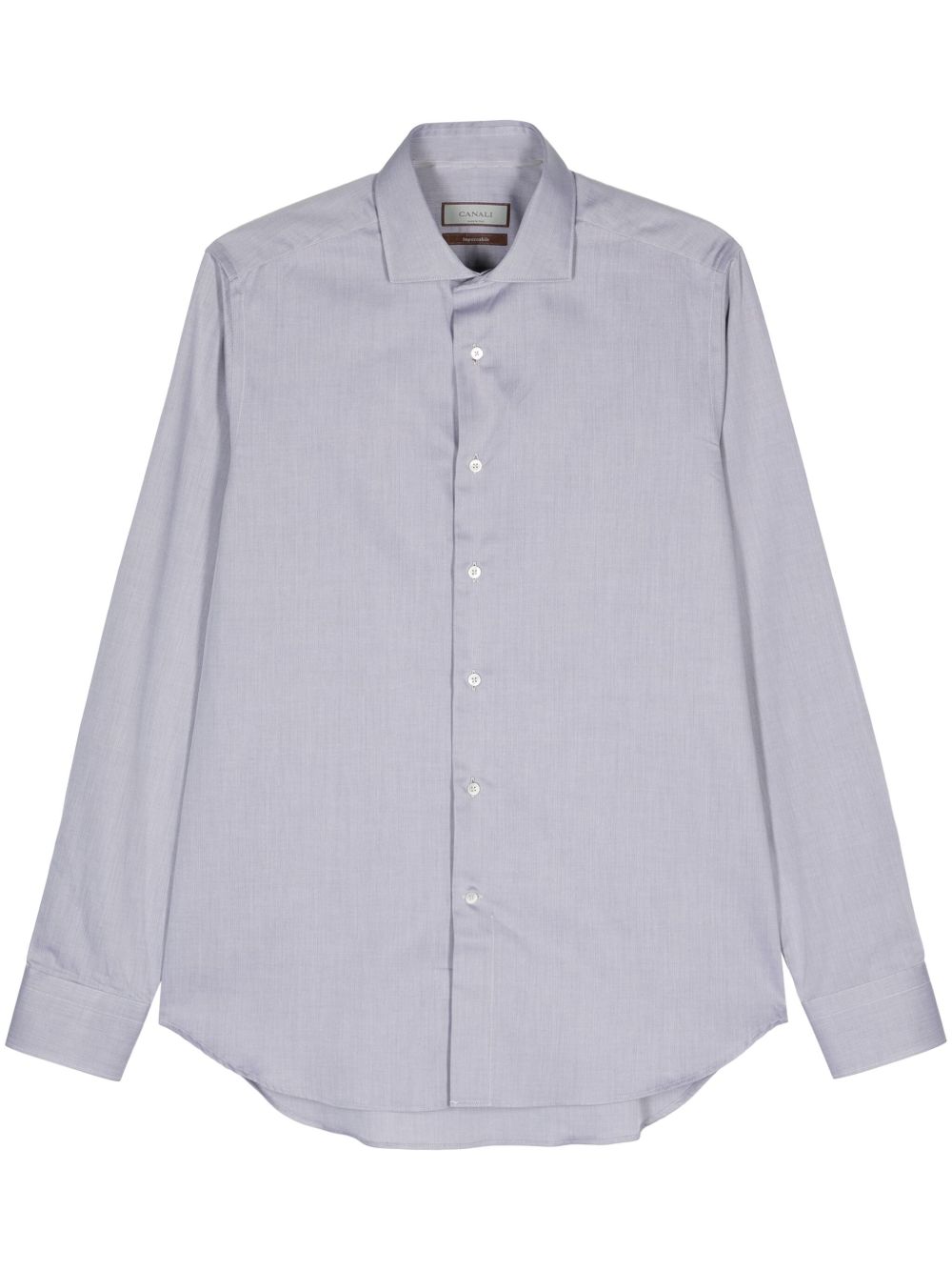 Canali 切角领棉衬衫 - 灰色