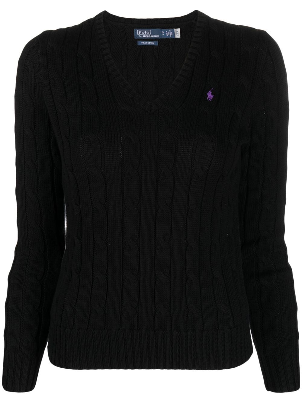 Polo Ralph Lauren Kimberly Polo Pony 粗绞花针织毛衣 - 黑色