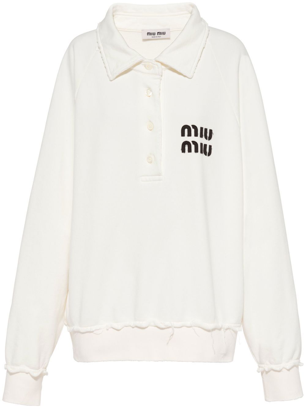 Miu Miu 标贴polo领卫衣 - 白色