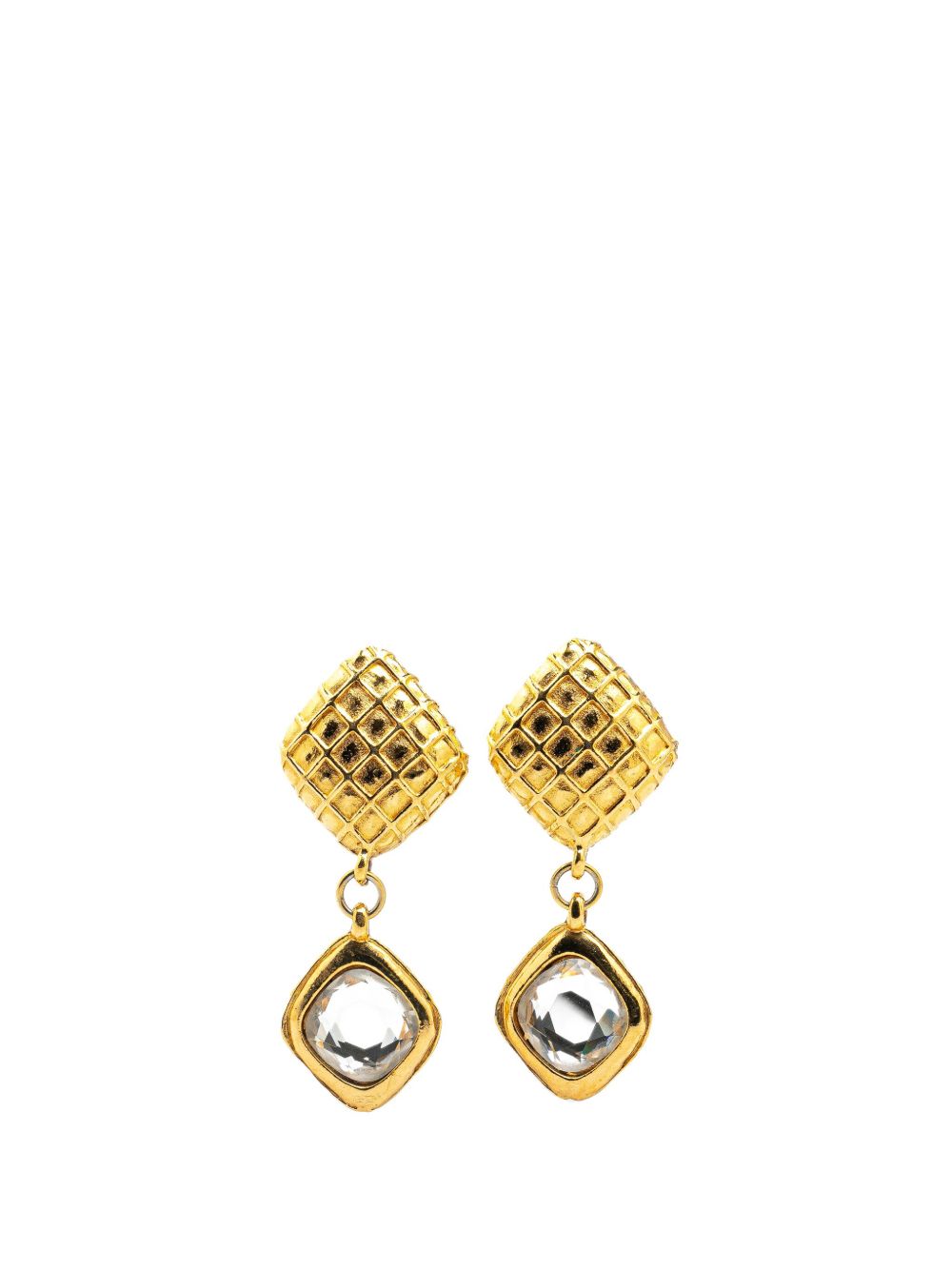 CHANEL Pre-Owned 镀金 Diamond Swing Clip On 耳环（1980-1990年典藏款） - 金色