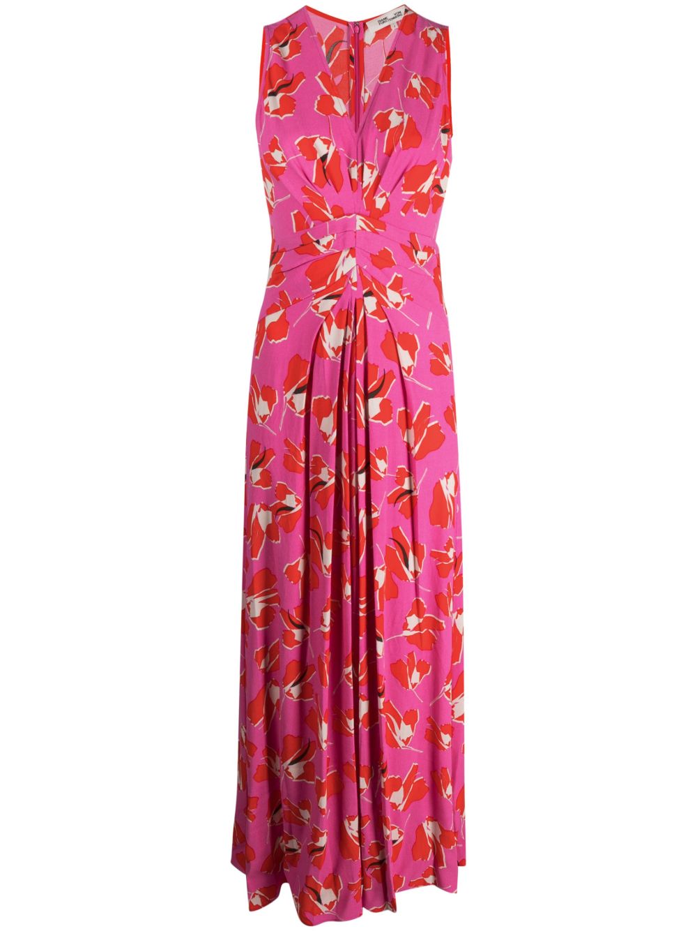 DVF Diane von Furstenberg Ace 花卉印花超长连衣裙 - 粉色