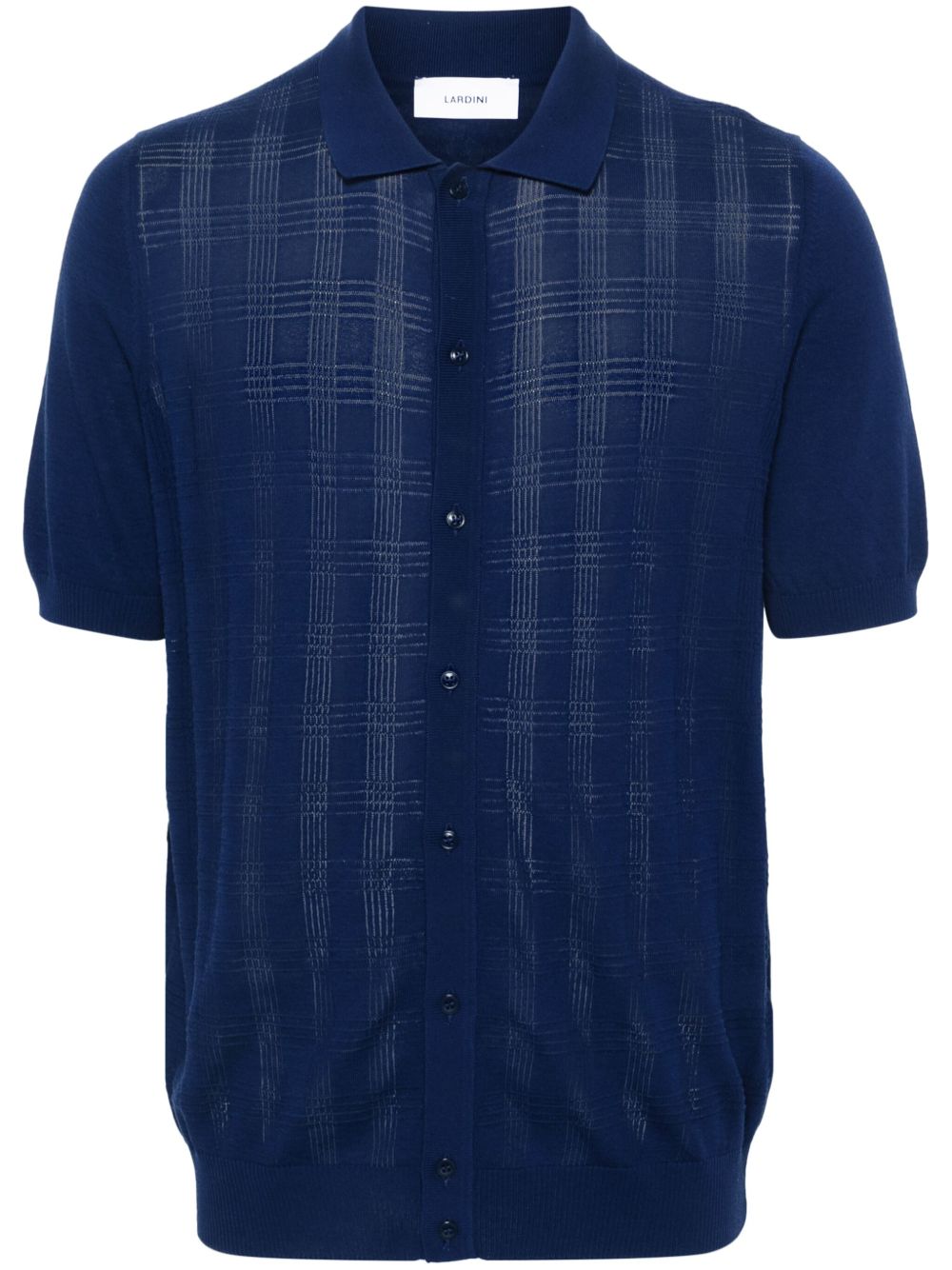 Lardini 格纹棉polo衫 - 蓝色