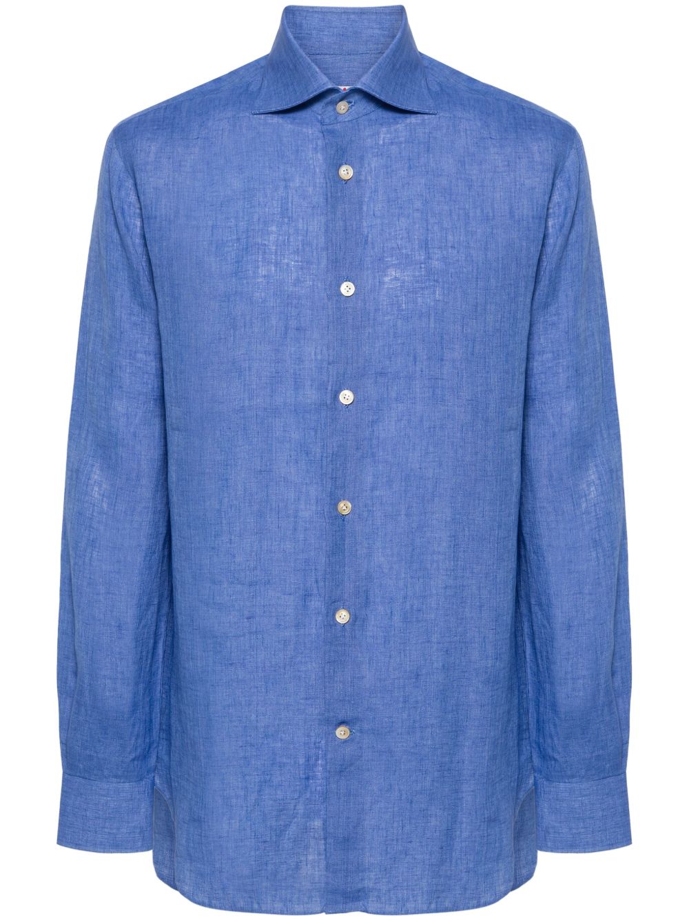 Kiton 青年布亚麻衬衫 - 蓝色