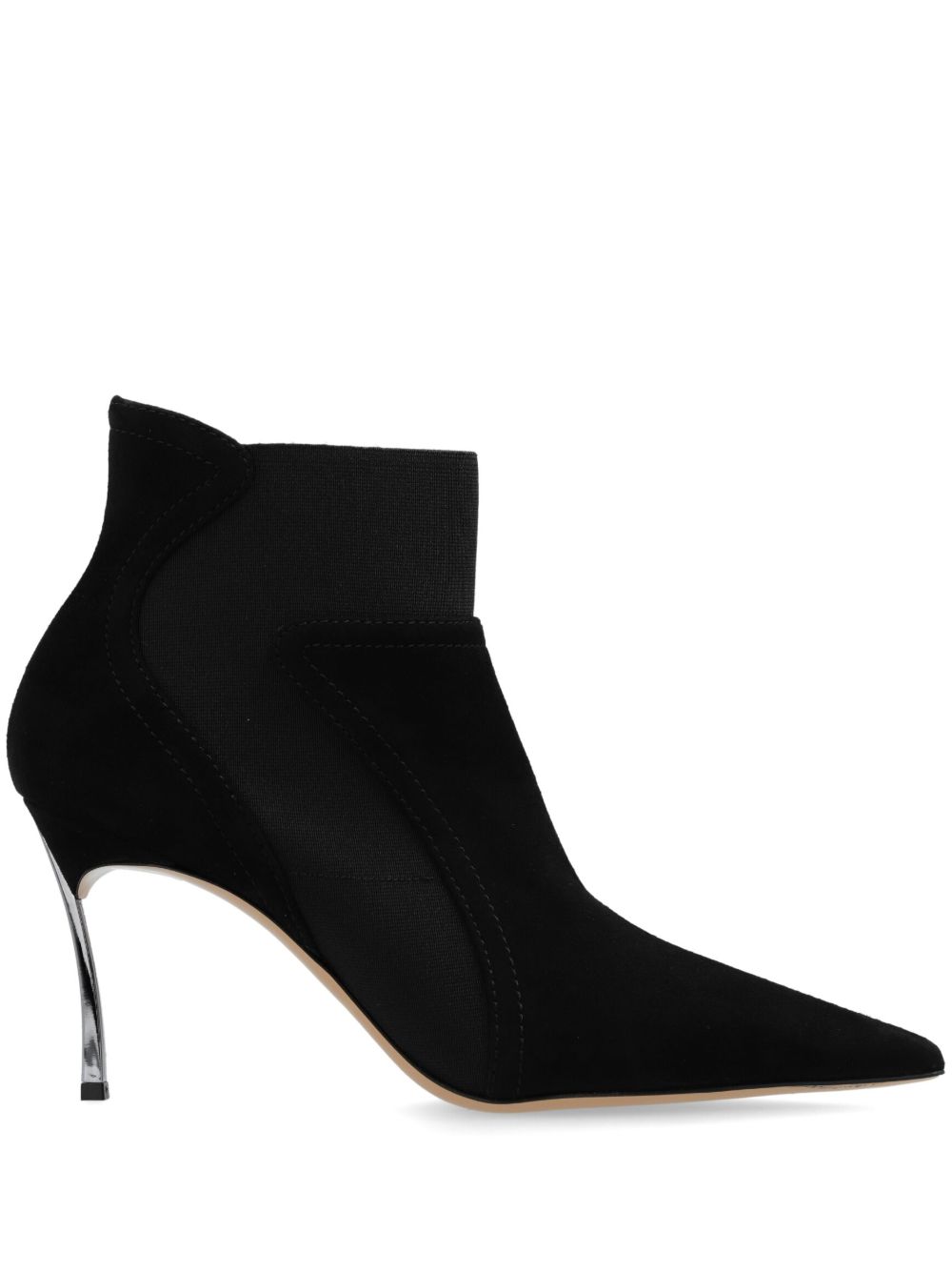 Casadei 尖头绒面皮及踝靴 - 黑色