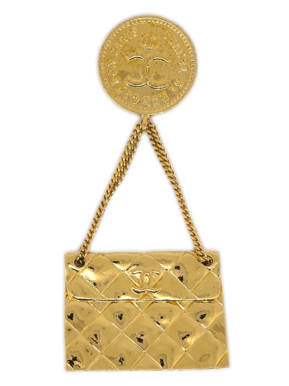 CHANEL Pre-Owned 绗缝包袋胸针（1980年代典藏款） - 金色