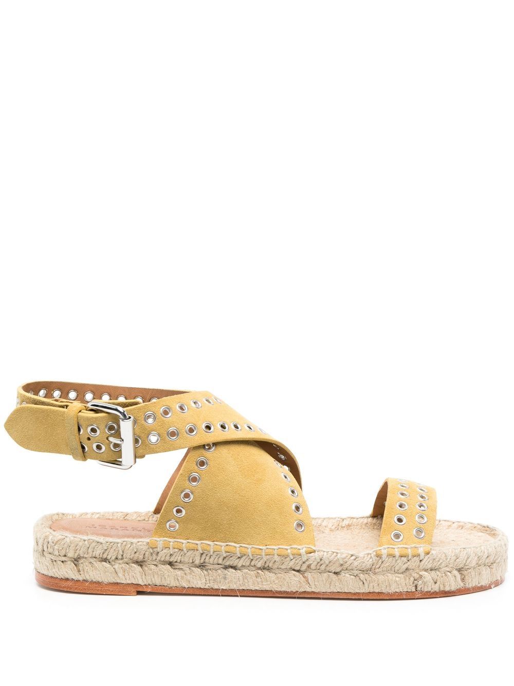 ISABEL MARANT 皮质铆钉草编鞋 - 黄色