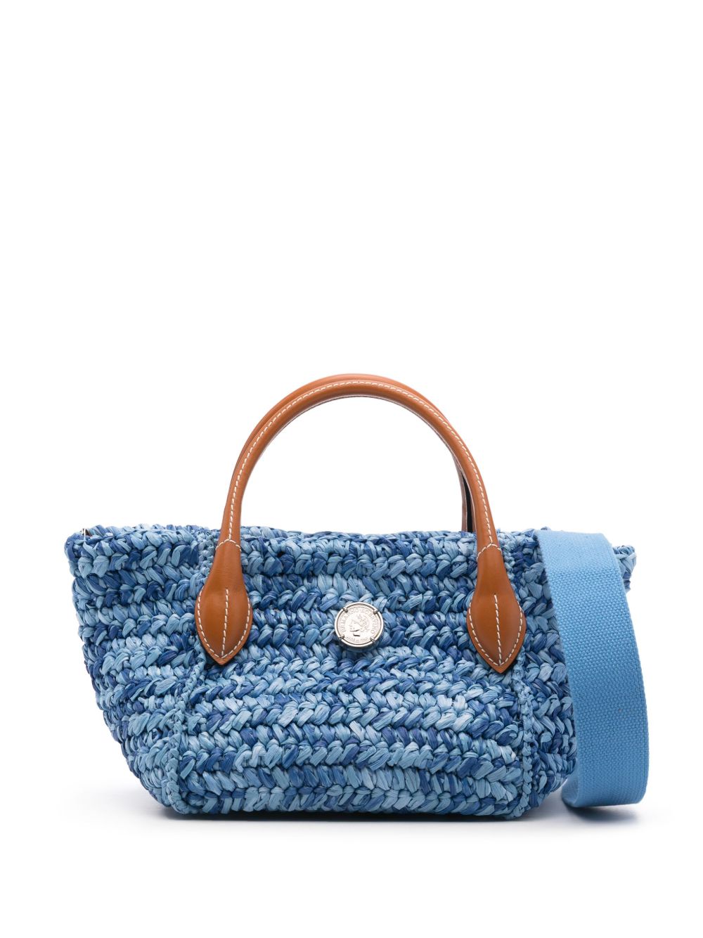 Ermanno Scervino 迷你拉菲草编托特包 - 蓝色