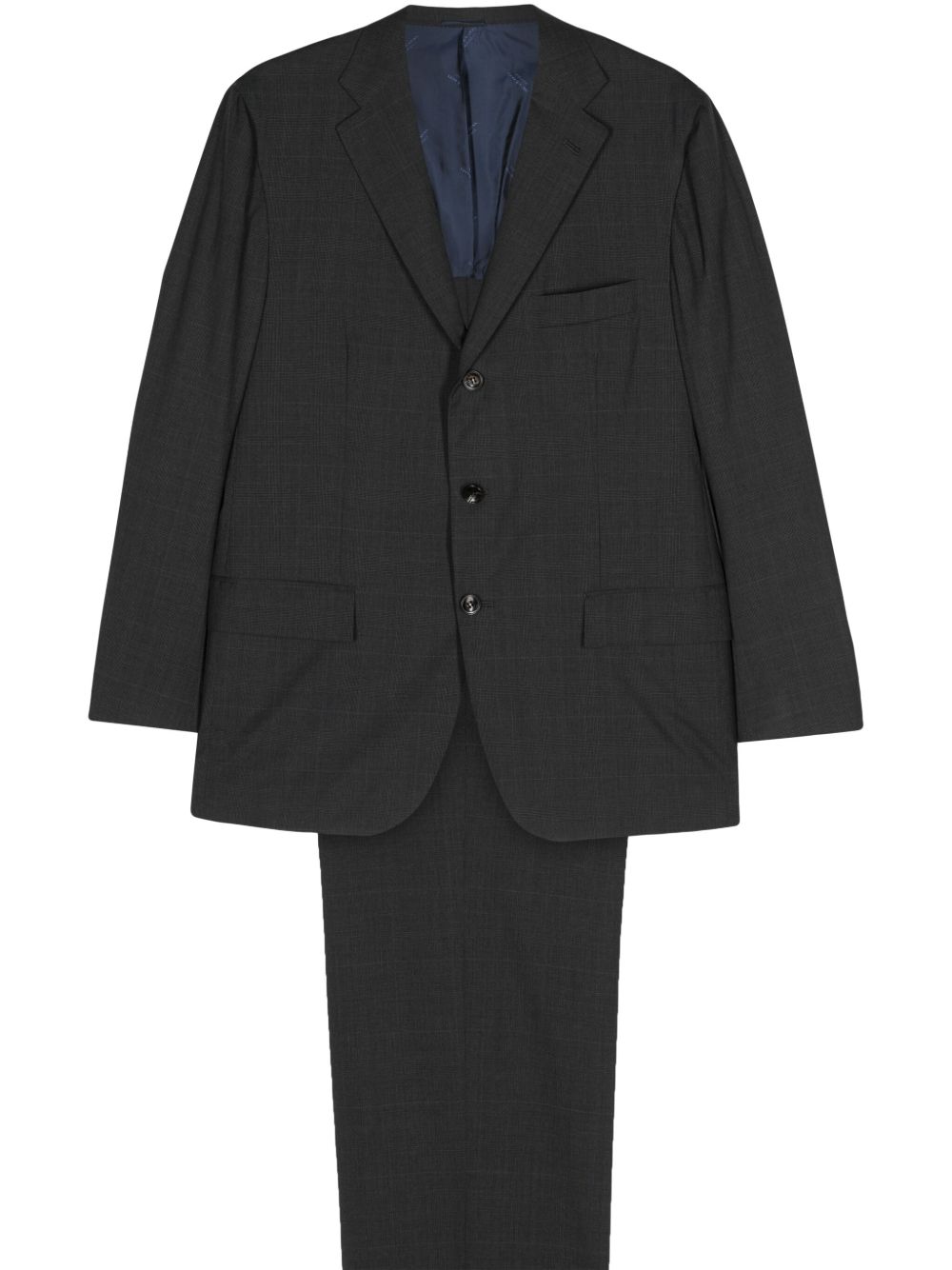 Kiton 平驳领单排扣西装套装 - 灰色