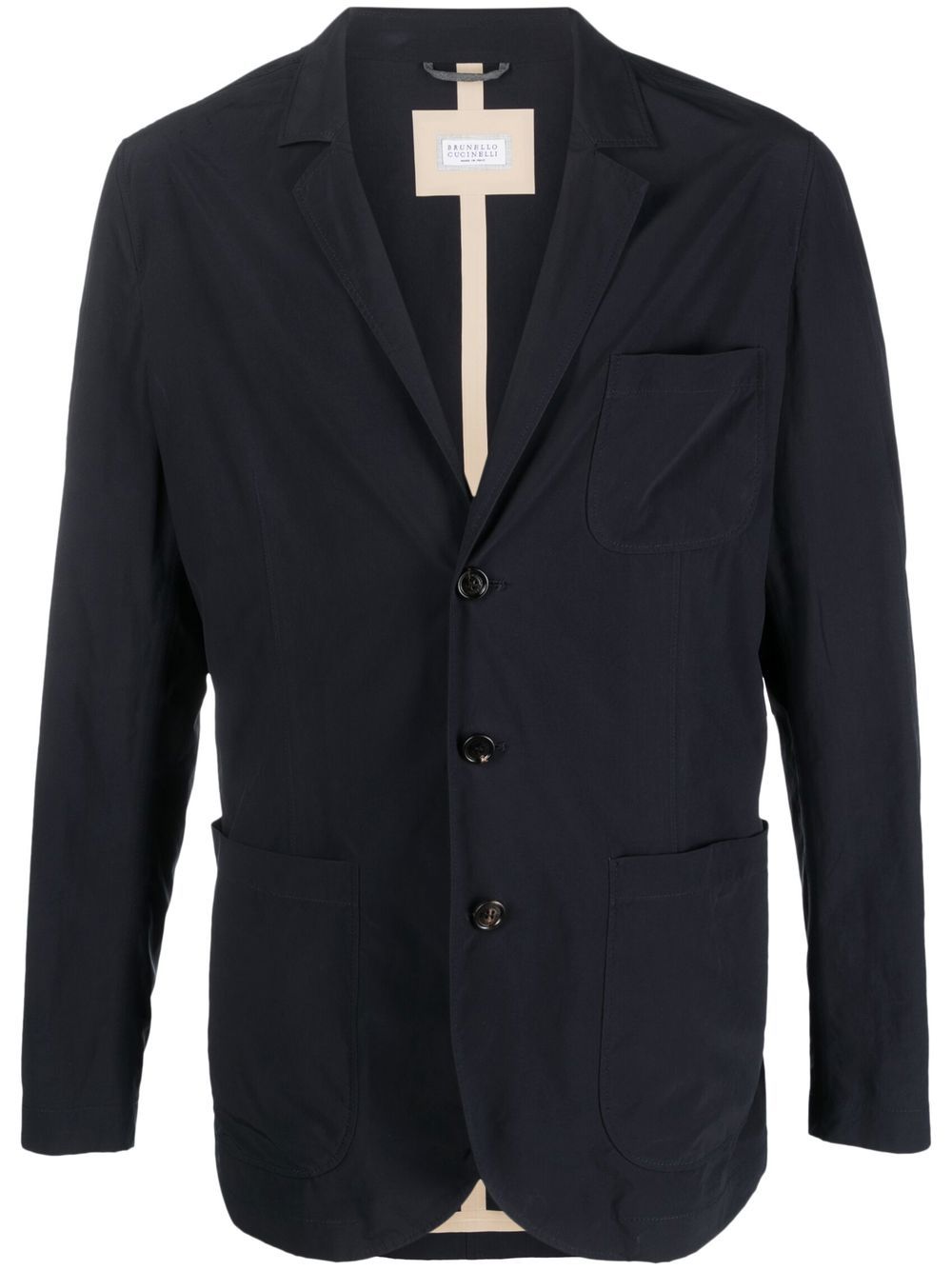 Brunello Cucinelli 贴袋单排扣西装夹克 - 蓝色