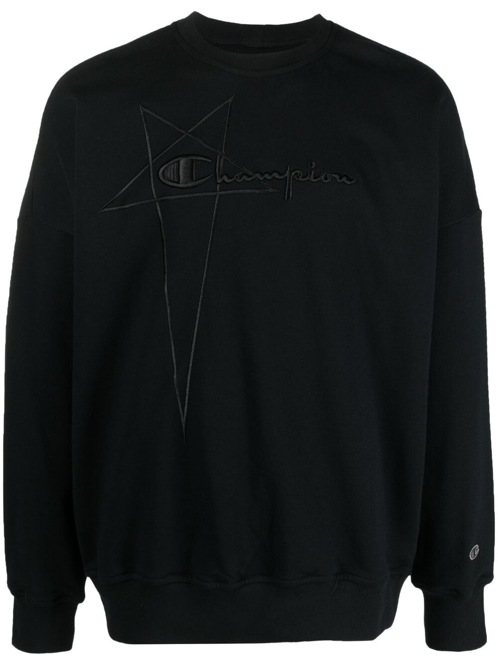 Rick Owens X Champion logo刺绣套头式卫衣 - 黑色