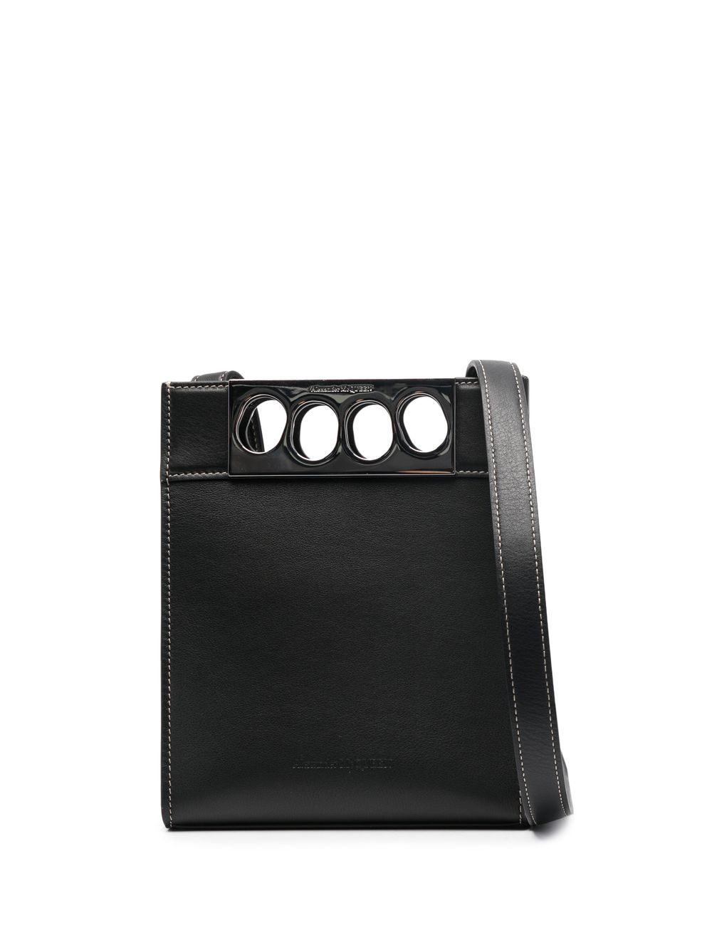 Alexander McQueen The Grip 皮质邮差包 - 黑色