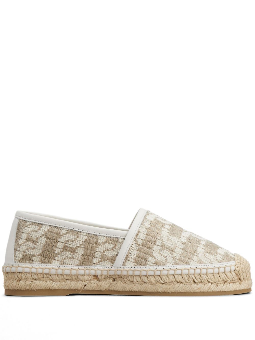 Tod's 搭链提花拉菲草草编鞋 - 中性色