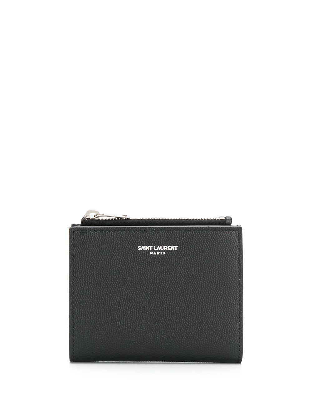 Saint Laurent 粒面纹理拉链卡夹 - 黑色