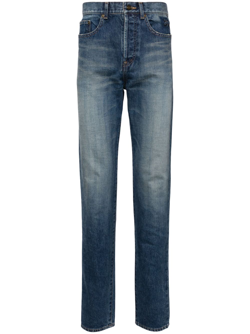 Saint Laurent 中腰紧身牛仔裤 - 蓝色