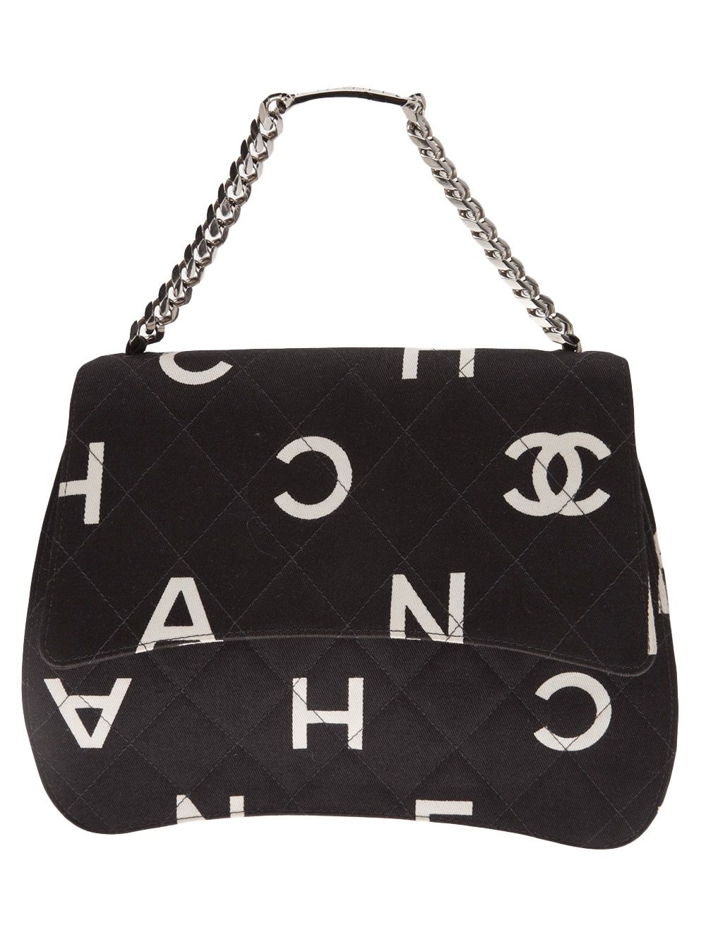 CHANEL Pre-Owned 标识印花手提包 - 黑色
