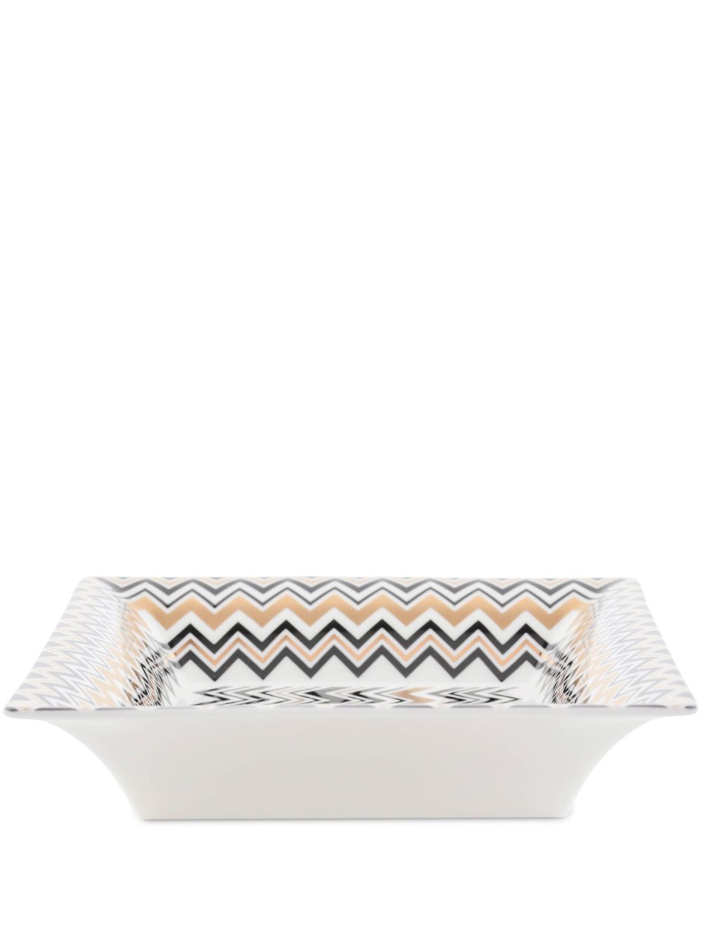 Missoni Home Z字形图案印花陶瓷饰品托盘 - 金色