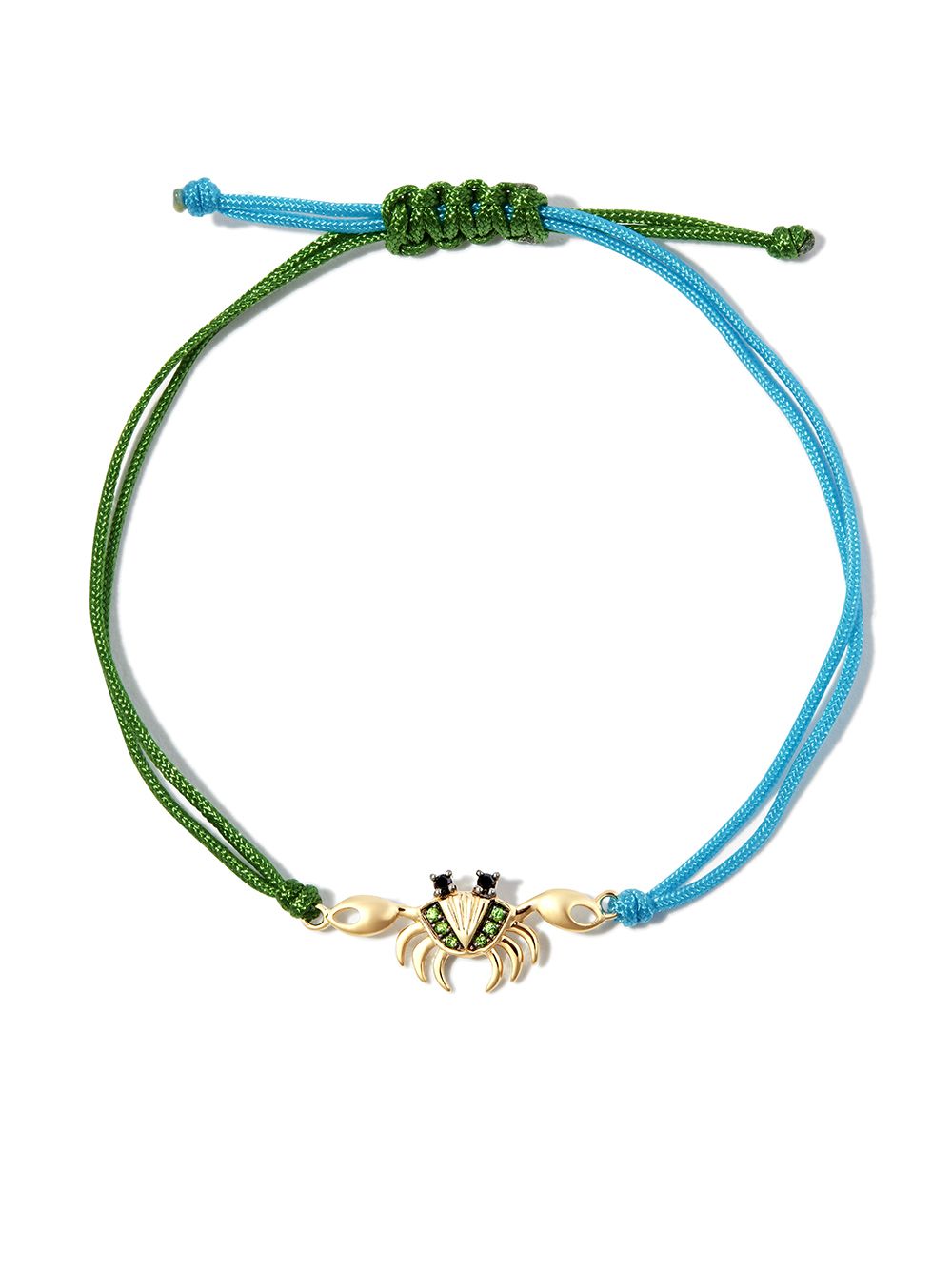Yvonne Léon Crab 9K黄金沙弗莱石系绳手环 - 金色