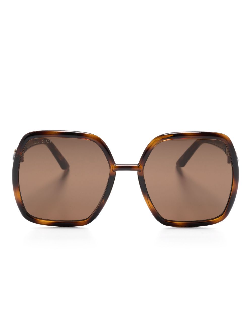 Gucci Eyewear 马衔扣细节太阳眼镜 - 褐色