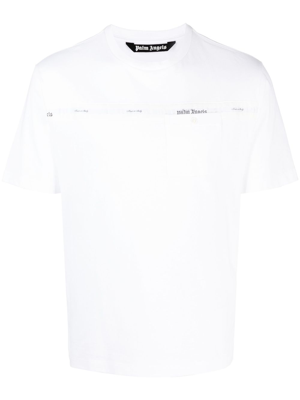 Palm Angels logo条纹圆领T恤 - 白色