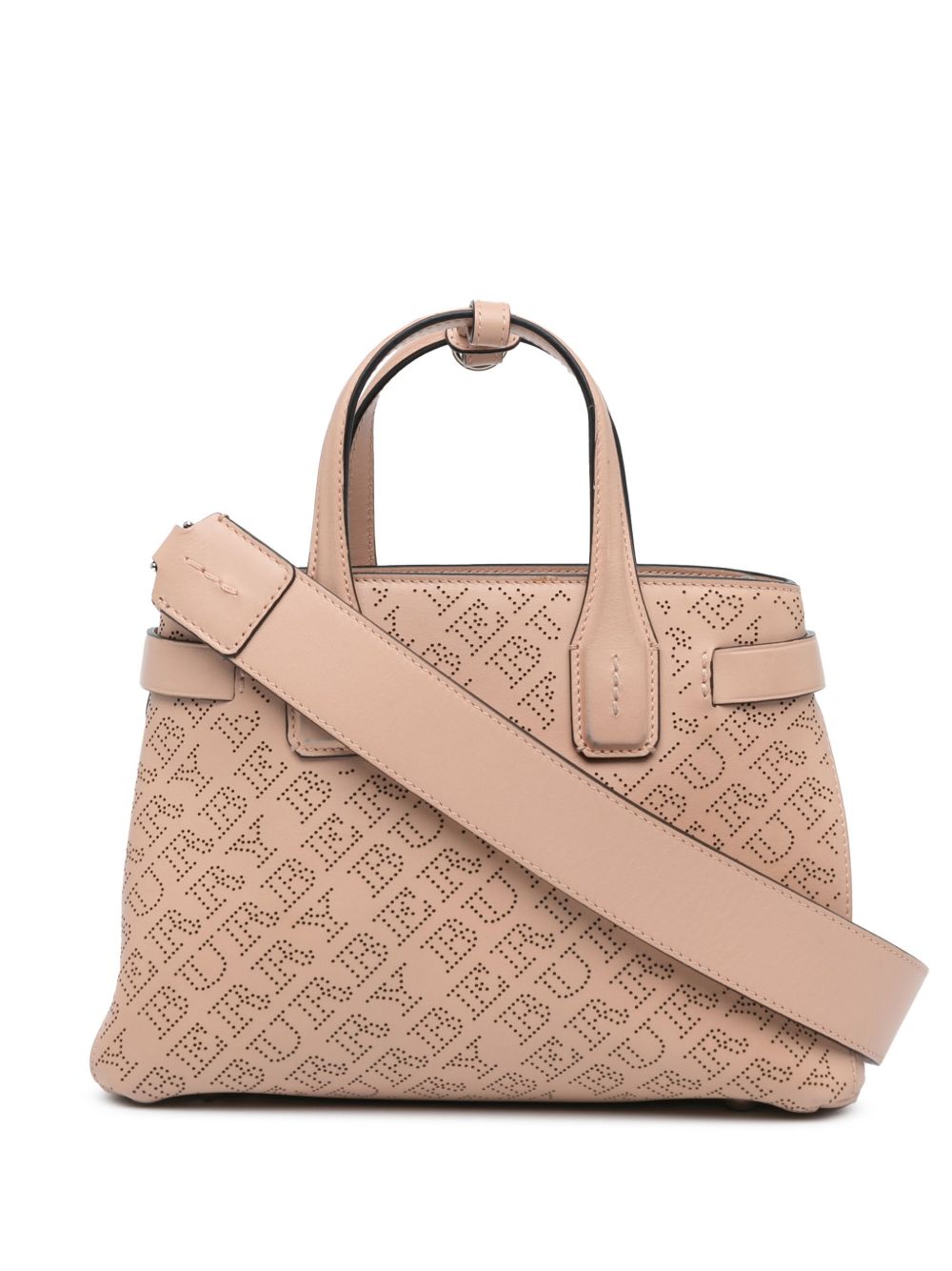 Burberry Pre-Owned Perforated Banner 小号皮质斜挎包（2018-2023年典藏款） - 褐色