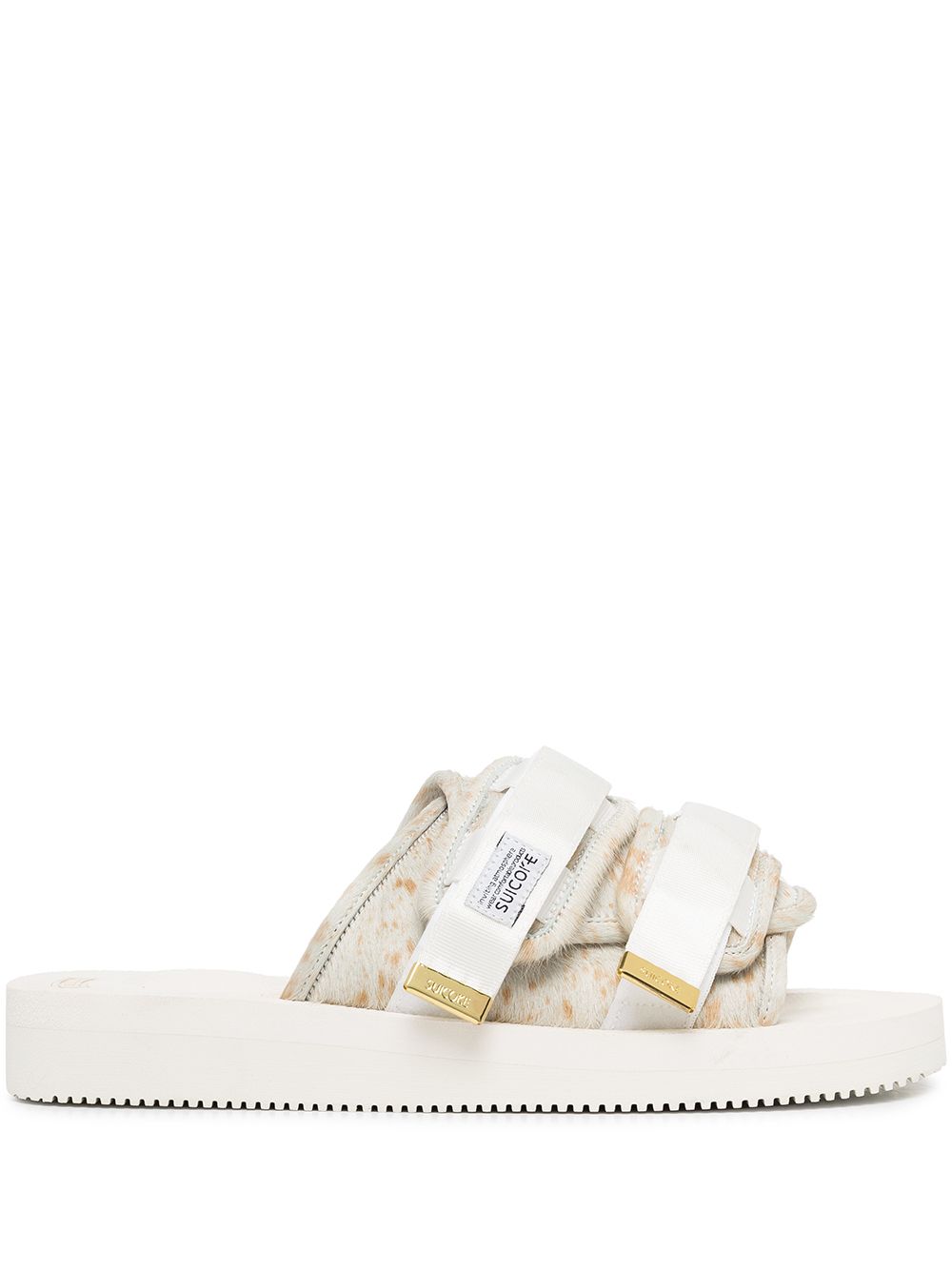 Suicoke Moto-Vhl 皮毛一体边饰凉鞋 - 白色