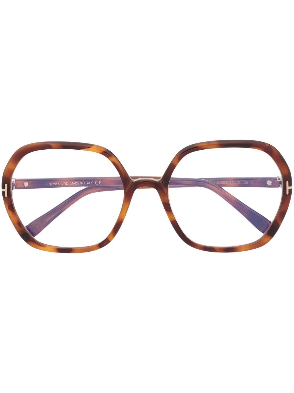 TOM FORD Eyewear 玳瑁纹超大框眼镜 - 褐色