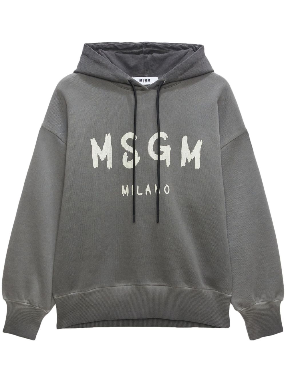 MSGM logo印花棉连帽衫 - 灰色