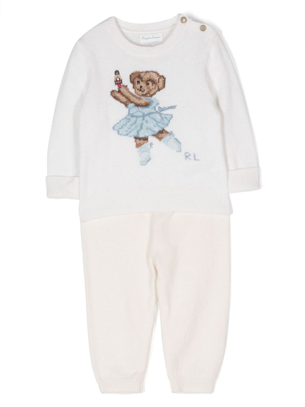 POLO RALPH LAUREN KIDS Polo Bear intarsia-knit set (set of two) - 中性色