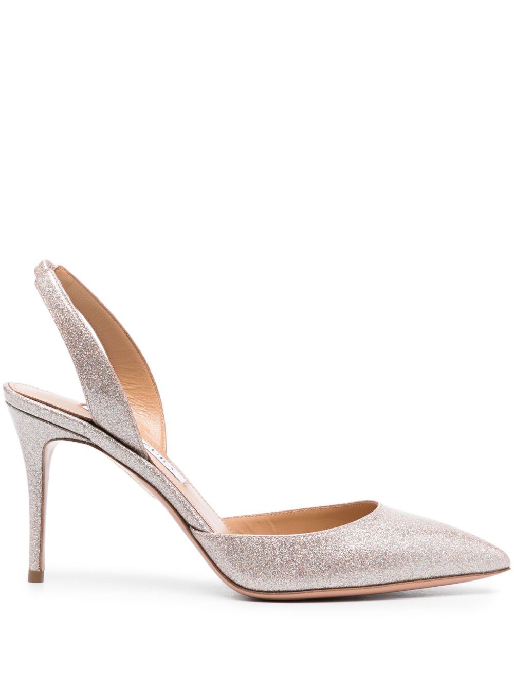 Aquazzura 金葱亮片人造皮革裹踝高跟鞋 - 中性色