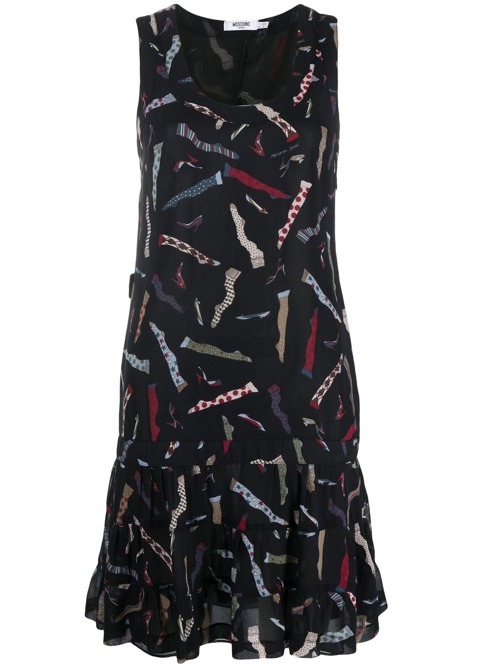 Moschino Pre-Owned 莫斯奇诺 图案印花伞形连衣裙（2000年代典藏款） - 黑色
