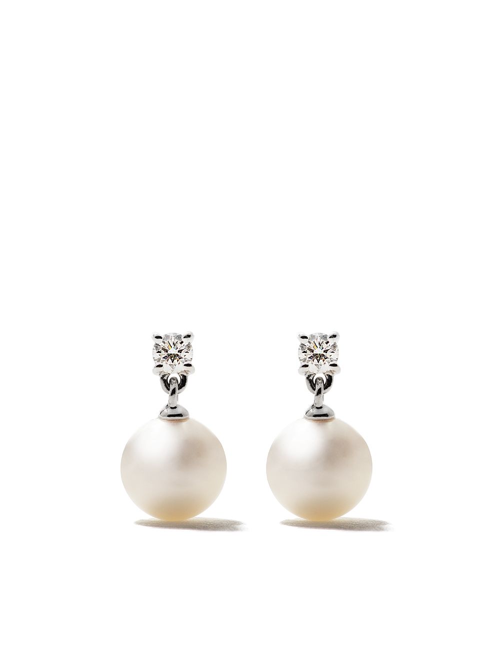 TASAKI 18K白金阿古屋珍珠钻石耳环 - 银色