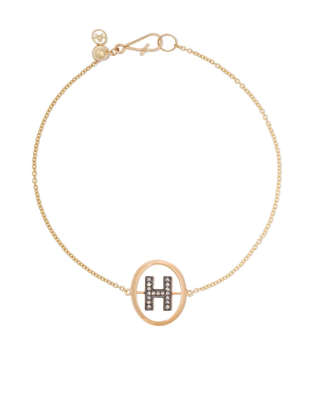 Annoushka H 字母吊饰18K黄金钻石镶嵌手链 - 金色